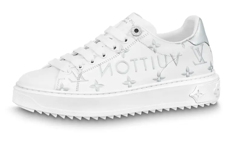 LOUIS VUITTON Time Out Sneakers 'White With Silver Monogram' Women's