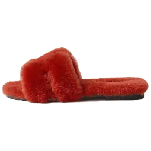 HERMES Oran Comfortable Round Toe Slide Slippers Women's Red