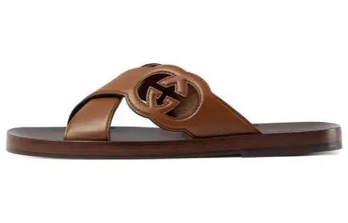 Gucci Interlocking G Slide Sandal 'Brown'