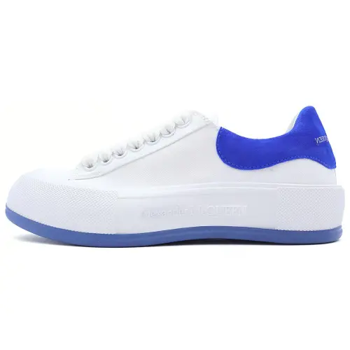 Alexander McQueen Deck Skate Plimsoll Lace Up 'White Blue Suede'
