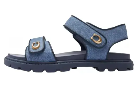 COACH Denim One Strap Sandals 2cm Women's Blue