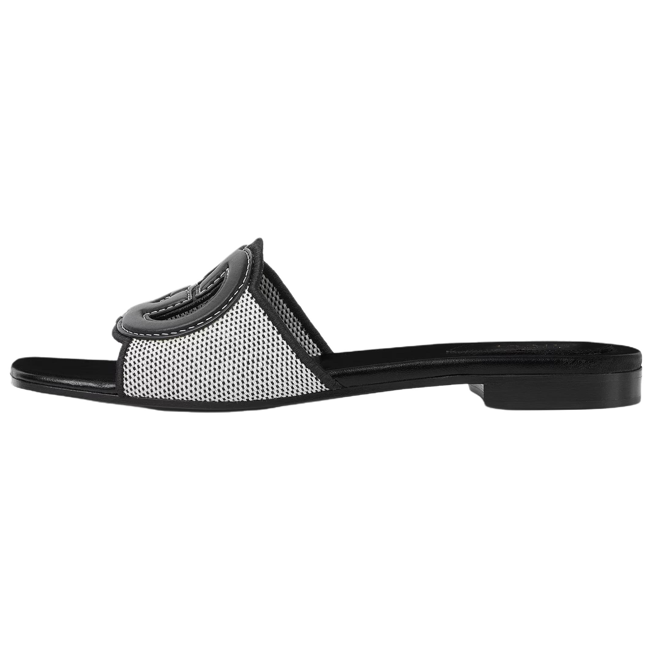 GUCCI Interlocking Slide Slippers Women's Black White
