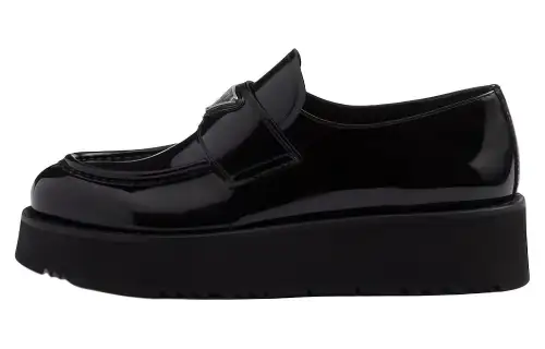 PRADA Patent Leather Casual Shoes 4.5cm Women's Black