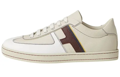HERMES Boomerang Leather Stylish Skateboarding Shoes Men's Beige