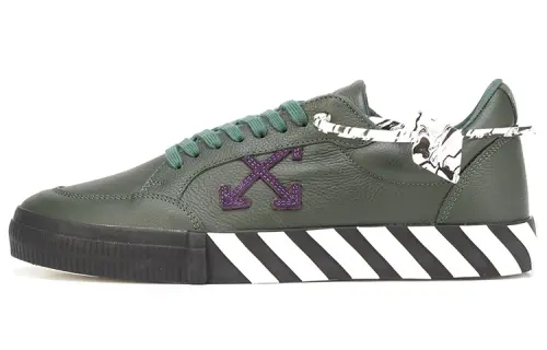 OFF WHITE Vulc Low Dark Green Leather