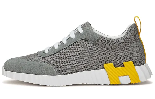 HERMES Bouncing Fabric Low top Casual Shoes Men's Dark Gray