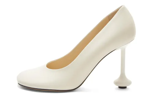 LOEWE Toy Leather Logo Slim Heel High Heels 9cm Women's White