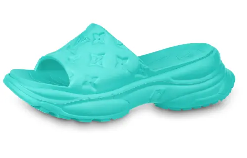 LOUIS VUITTON Pool 55 Slide Slippers Women's Aqua Green