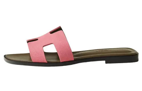 HERMES Oran Slide Slippers Women's Pink