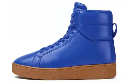 Bottega Veneta Quilt High top Stylish Skateboarding Shoes Men's Blue Brown