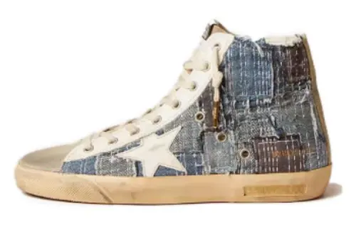 Golden Goose Leather High top Skateboard Shoes Men's Blue