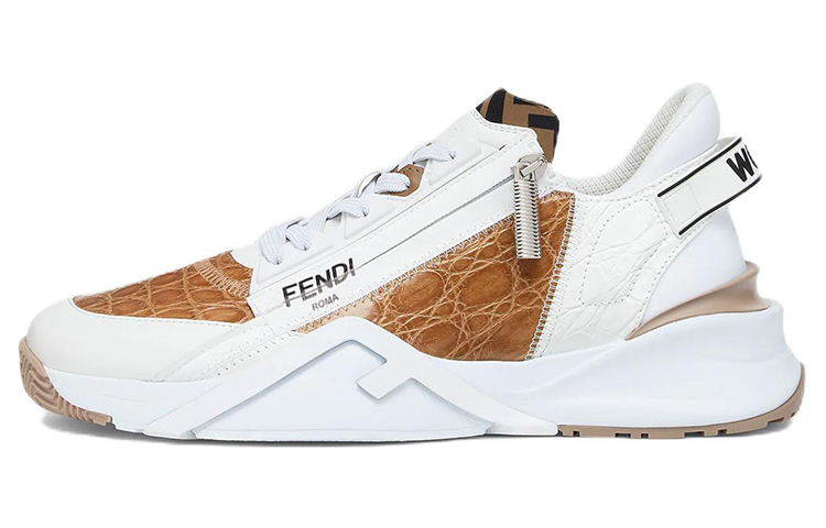 Мужские кроссовки Fendi Flow (бело-коричневый)