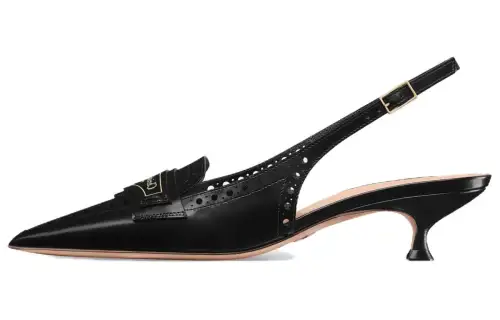 DIOR Boy Cow Leather Slim Heel High Heels 4cm Women's Black
