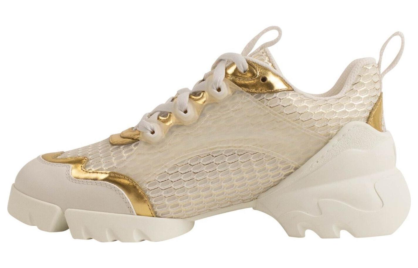 DIOR Dior D-Connect Cow Leather Honeycomb Mesh Low Top Sneakers Women's Platinum
