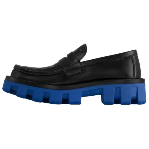 LOUIS VUITTON Checker Cow Leather Casual Shoes Men's Black