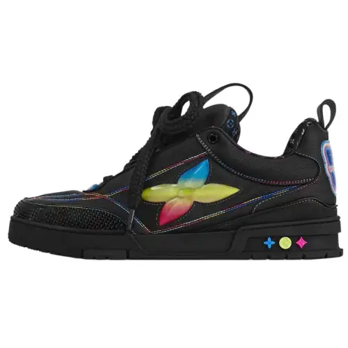 LOUIS VUITTON Skate Cow Leather Low top Skateboard Shoes Men's Black