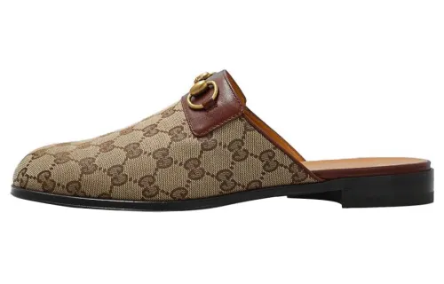 GUCCI Horsebit Closed Toe Slippers Men's Ebony