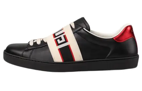 GUCCI Cow Leather Stylish Skateboarding Shoes Men's Black