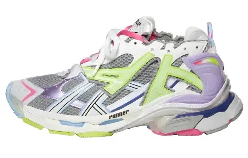 Balenciaga Runner Leather Free Grey Light Purple Neon Yellow White