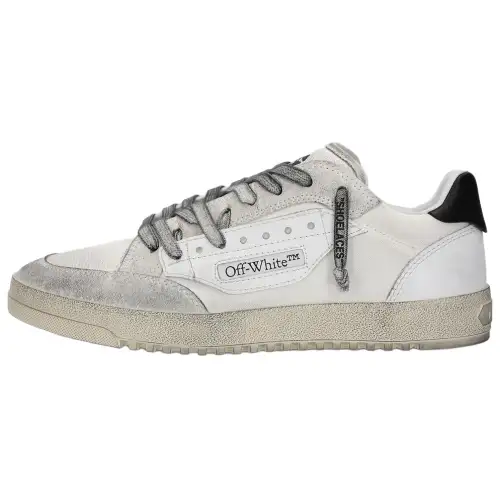 OFF WHITE Zip Tie Leather Low top Stylish Skateboarding Shoes Men's White Distressed