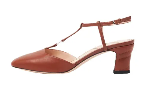 GUCCI PETITE GG Leather Chunky Heel High Heels 5.3cm Women's Brown