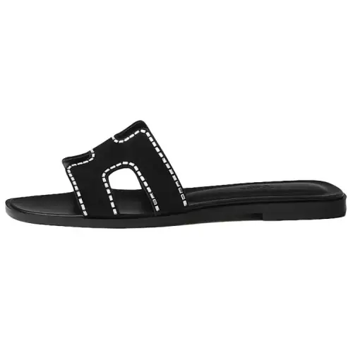HERMES Oran Fashion Trend Slide Slippers Women's Black