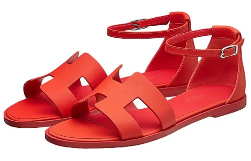 HERMES Santorini One Strap Sandals Women's Red