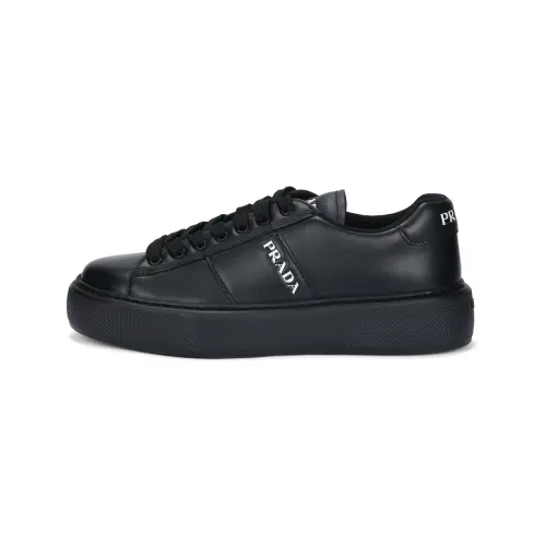PRADA Leather Low top Skateboard Shoes Men's Black