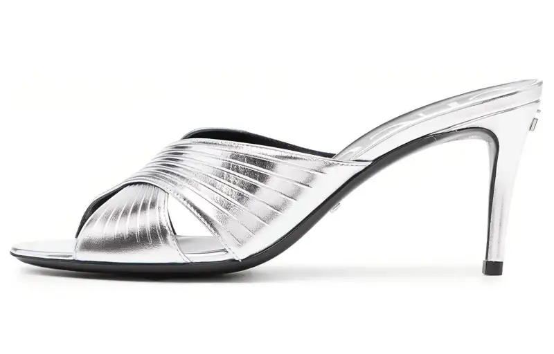 GUCCI Slide Slippers 8cm Women's Silver