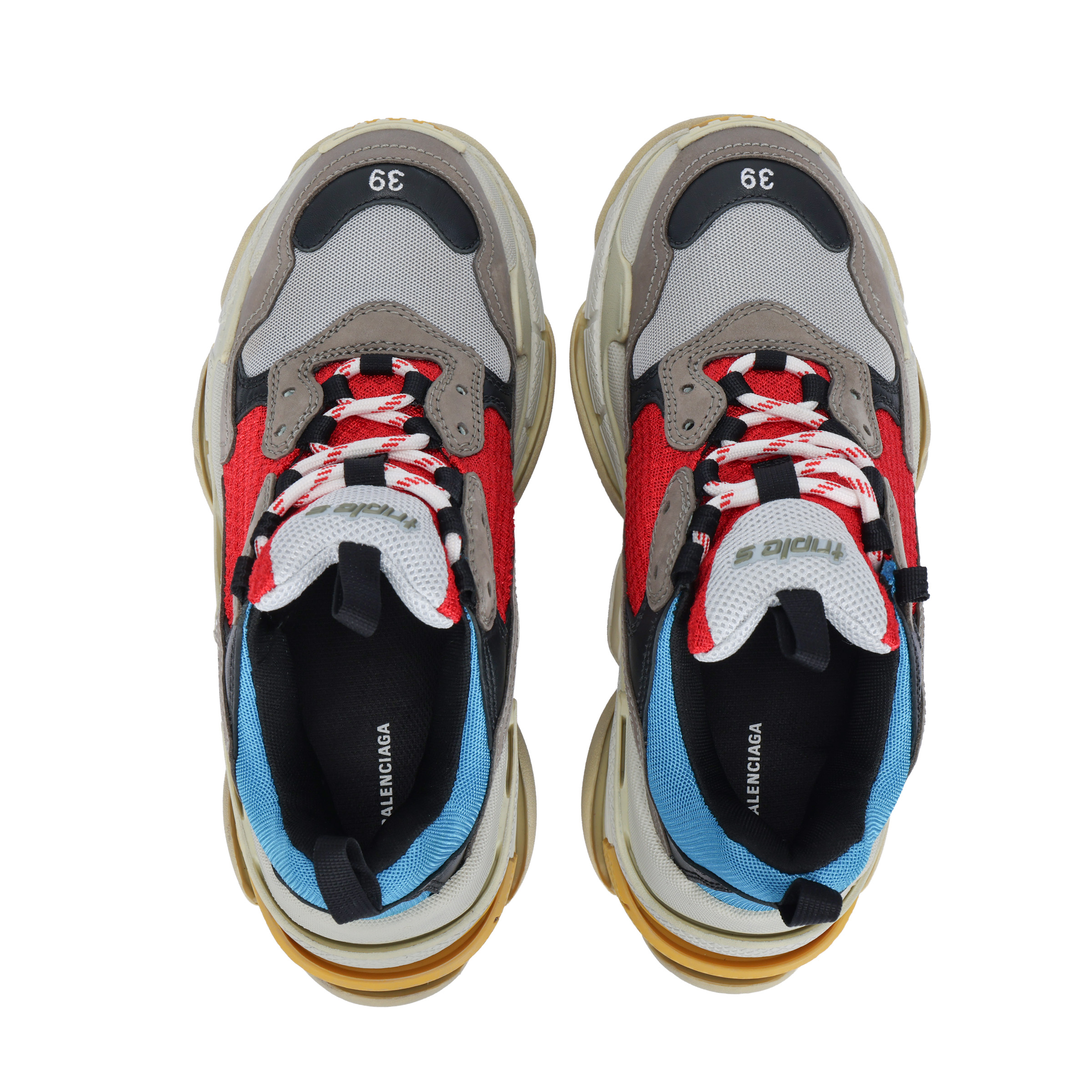 Мужские кроссовки Balenciaga Triple S (сине-серо-красные) — фото 3