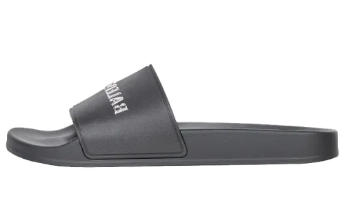 Balenciaga Pool Slides Black Chrome Logo