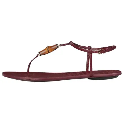 GUCCI Leather One Strap Sandals Women's Red