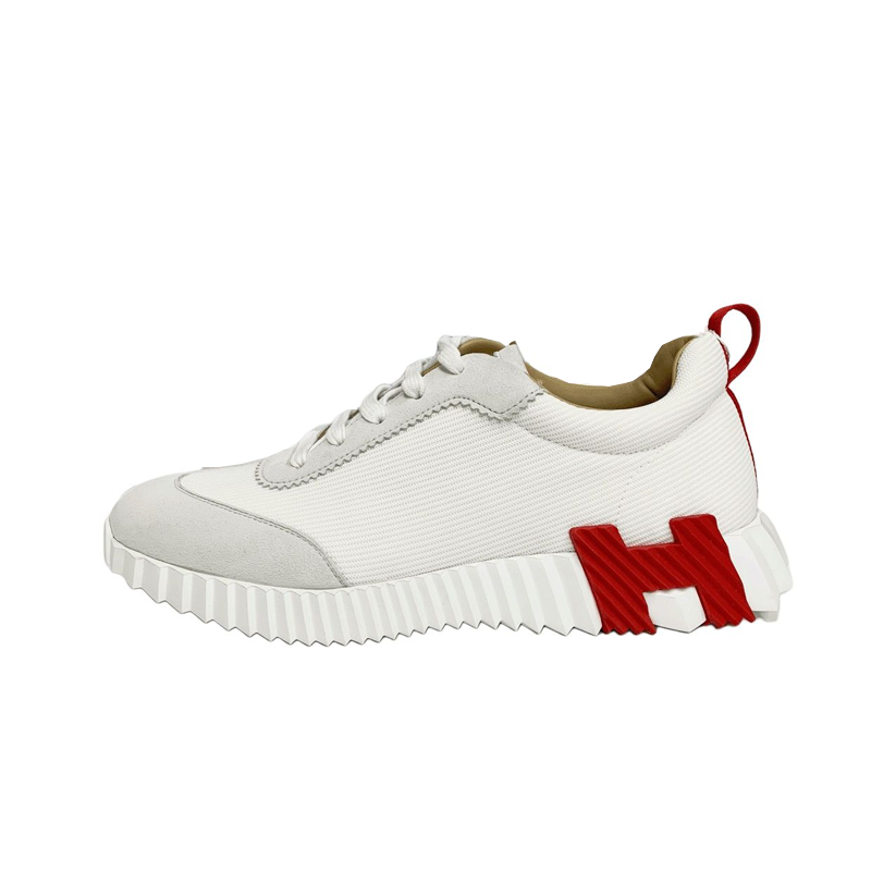 HERMES Bouncing Fabric Low top Casual Shoes Men's White