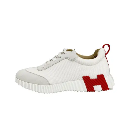 HERMES Bouncing Fabric Low top Casual Shoes Men's White