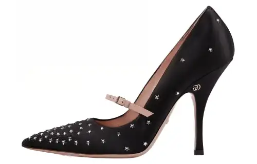 GUCCI Jodie Embellished Satin Pumps Black Women's