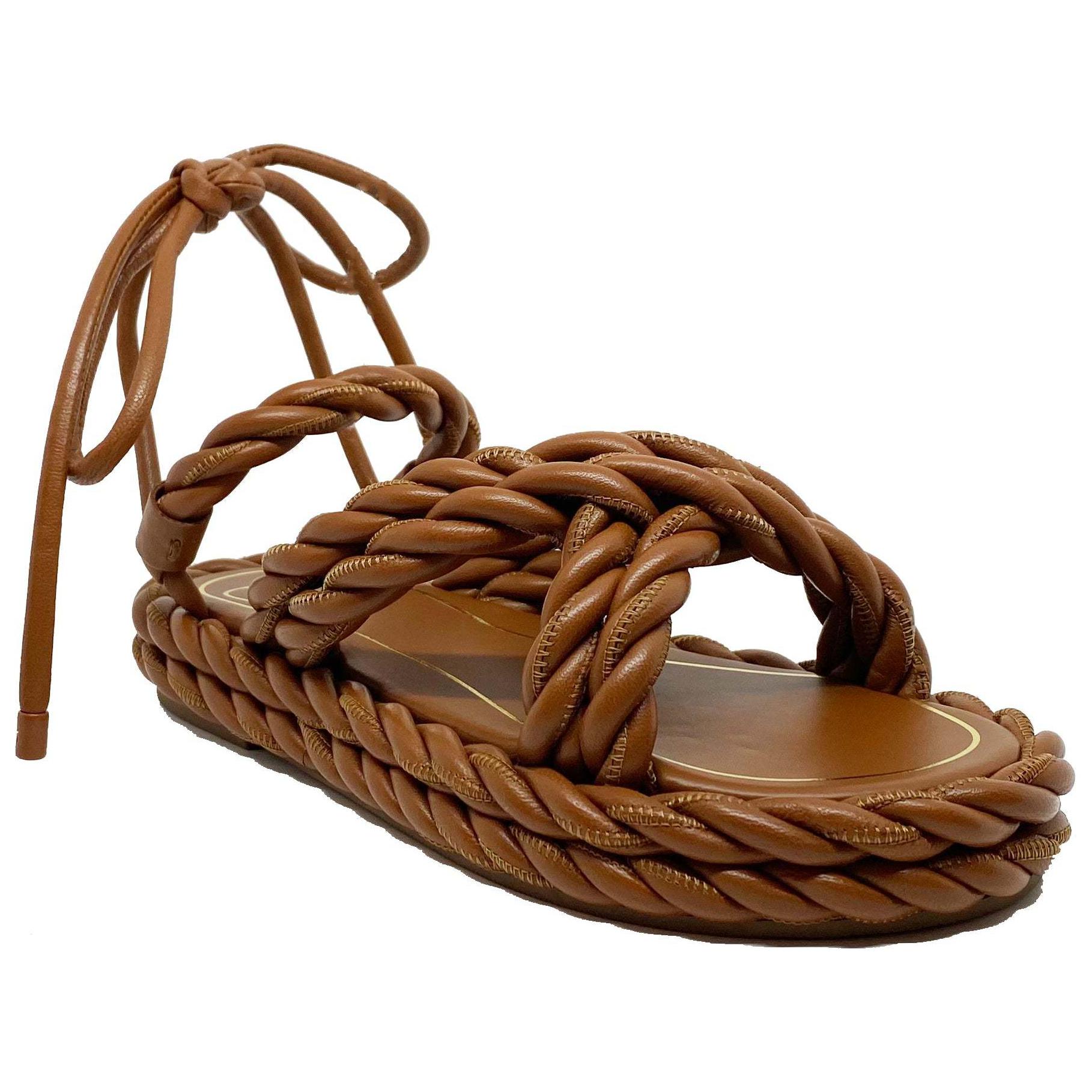 Valentino The Rope One Strap Sandals Women's Brown