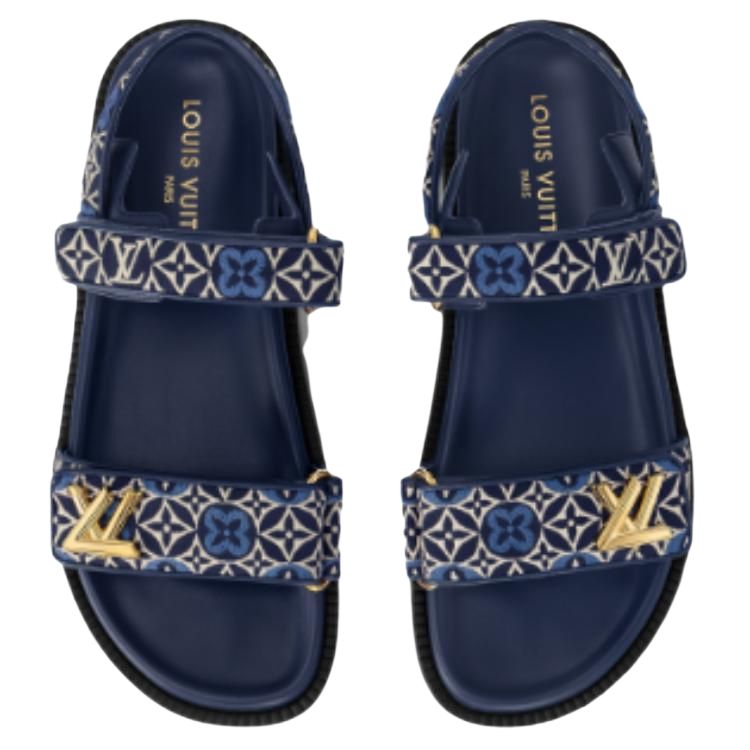 Женские сандалии Louis Vuitton Sunset Comfort Monogram (синий) — фото 4
