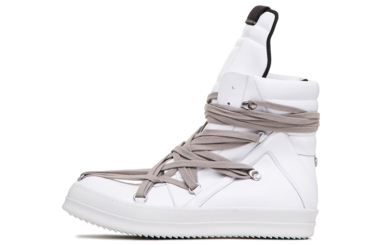 RICK OWENS/RO Tecuatl Cow Leather High top Skateboard Shoes Men's Ivory White