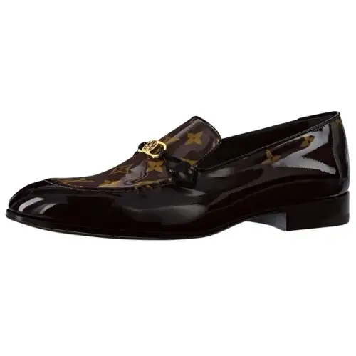 LOUIS VUITTON Club MONOGRAM Top Grain Cow Leather Casual Shoes Men's Black Brown