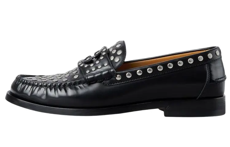GUCCI Interlocking Leather Men's Casual Shoes Men's Black