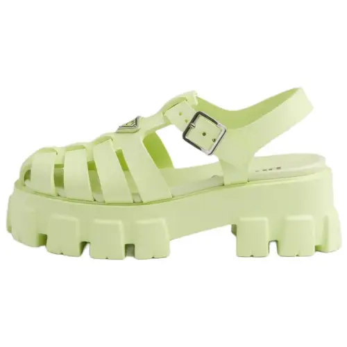 PRADA Monolith Plastic Roman Sandals 5.5cm Women's Green