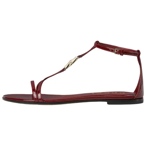GUCCI Leather One Strap Sandals Women's Red