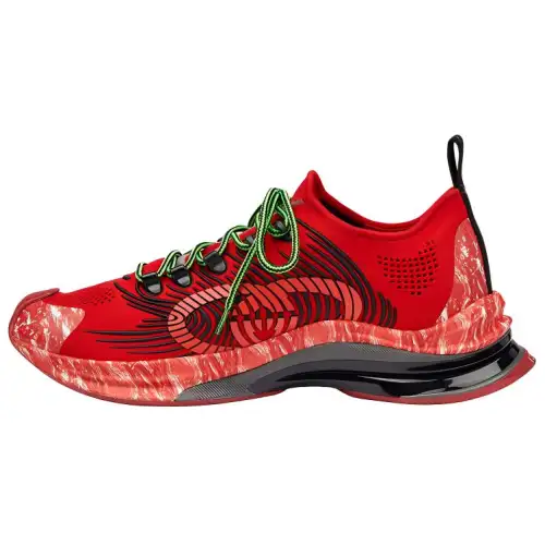 GUCCI RUN Fabric Lace Up Low top Casual Shoes Men's Red