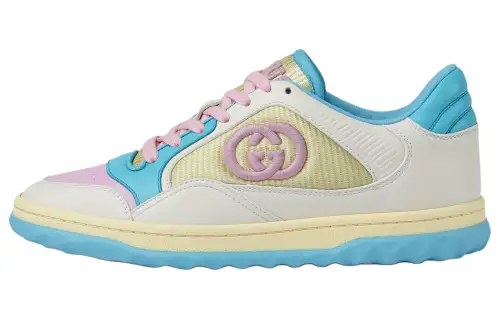GUCCI Women's MAC80 Sneaker Pastel Pink And Light Blue Leather