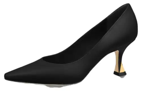 LOUIS VUITTON Sparkle Sheepskin Pointed Toe Flared Heel High Heels 6.5cm Women's Black