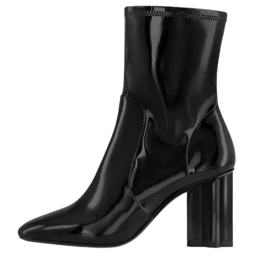 LOUIS VUITTON Silhouette Patent Leather Ankle Boots 8cm Women's Black