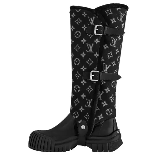 LOUIS VUITTON Ruby Cow Leather Knee high Boots Women's Black