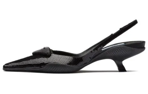 PRADA Fabric Irregular Heel High Heels Women's Black