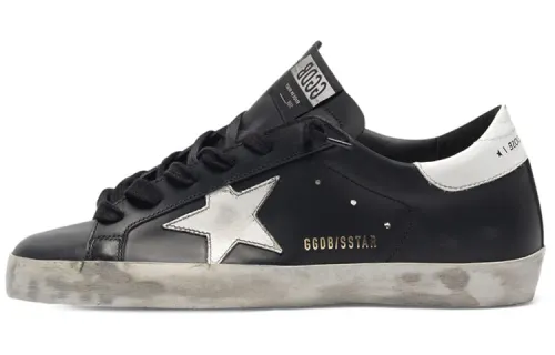 Golden Goose Super Star Low top Casual Shoes Women's Black White Tail Distressed