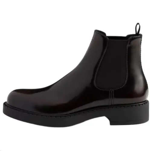 PRADA Leather Short Chelsea Boots 4cm Men's Brown